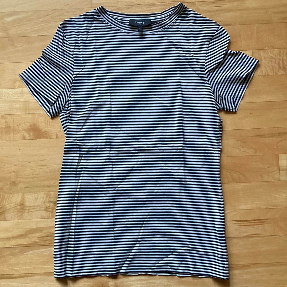 Theory Striped Black and White Top